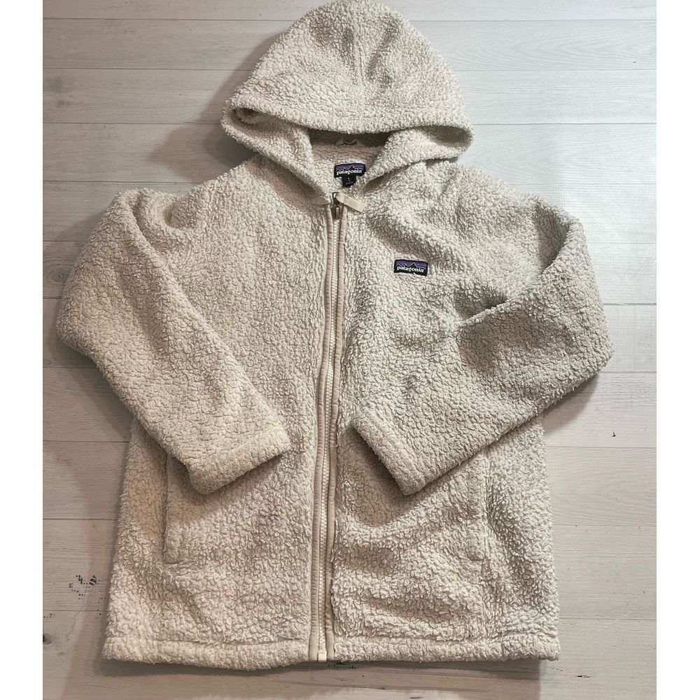 Patagonia kids white sherpa zip up jacket 12‎